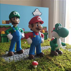 Conjunto 3 Super Mario Bros Coleção Decorativo Geek 3D