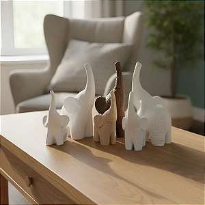 Enfeite 2 Estátua Elefantes Decoração Ambiente Sala 15e11cm
