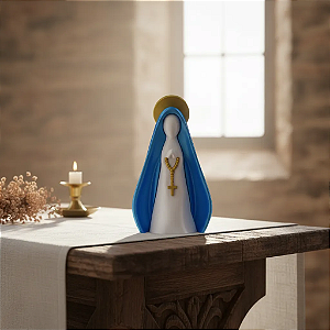 Imagem Decorativa Religiosa Virgem Maria Com Manto Azul
