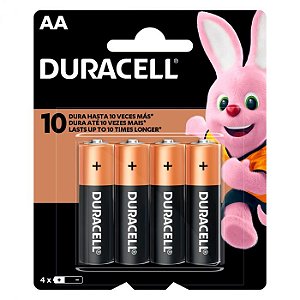 PILHA DURACELL ALCALINA AA CARTELA COM 4 PILHAS