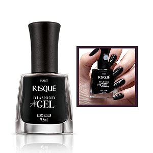 Esmalte Risque Diamond Gel Preto Caviar 9,5ml Cremoso