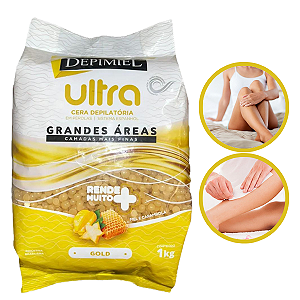 Cera Depilatória em Pérolas Ultra Gold Mel 1kg Depimiel