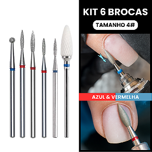 Kit 6 Brocas Ponta de Lixa de Unha Esterilizável Tamanho 4 Dafu