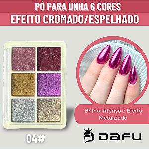 Paleta Pó Cromado 6 Cores com Pincel #04 Dafu