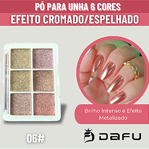 Paleta Pó Cromado 6 Cores com Pincel #06 Dafu