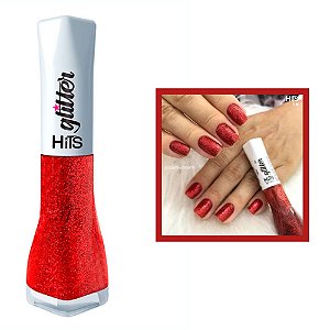 Esmalte Glitter Lisboa Vermelho Longa Duração 5Free 8ml Hits