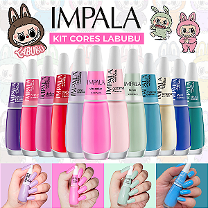Kit 12 Esmaltes Labubu Tons Coloridos Esmaltes Impala
