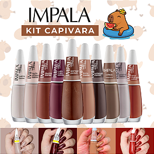 Kit 10 Esmaltes Capivara Impala Marrom Nude Esmalte