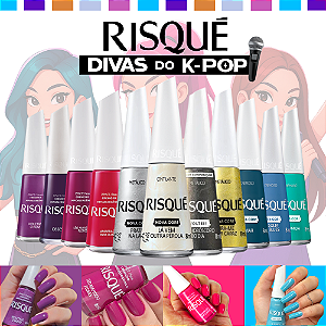 Kit 11 Esmaltes Impala Divas do K Pop Cores Azul Rosa Roxo Glitter Cremoso