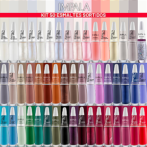 Kit 50 Esmaltes Impala A Cor da Sua Moda Sortidos