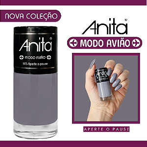 Esmalte Coleção Modo Avião Cor Aperte o Pause Cremoso Cinza 10ml Anita