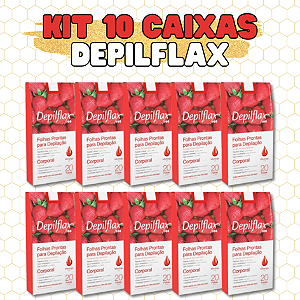 Kit 10 Caixas de Folhas Depilação 200 folhas Morango Depilflax
