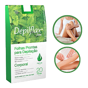 Folhas Prontas Depilação Corporal Hortelã 20 un Depilflax
