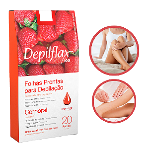 Folhas Prontas Depilação Corporal Morango 20 un Depilflax