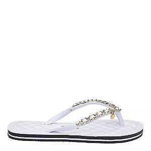 Chinelo Branco c/ Corrente Verniz Santa Lolla