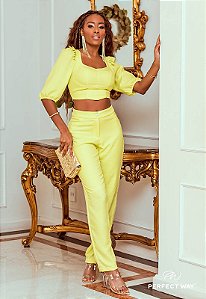Conjunto Cropped e Calça Amarelo Perfect Way