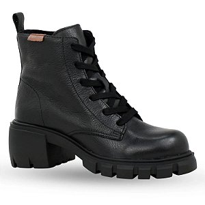 Bota Coturno Couro Preto Burnish Bottero