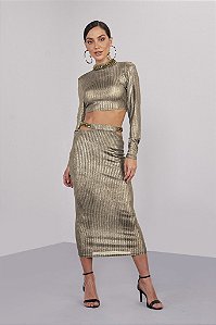 Conjunto Eliana Cropped e Saia Mídi MondaBelle