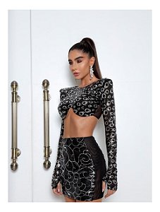 Conjunto Judith Paetê Preto Splash