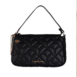 Bolsa Grande Corrente Ajustável Preto Couro Luiza Barcelos