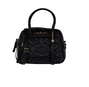 Luiza Barcelos - Bolsa Média Matelassê Preto Couro