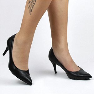 Bottero - Scarpin Preto Baixo Couro