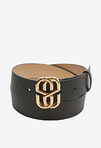 Schutz - Cinto De Couro Dourado e Preto