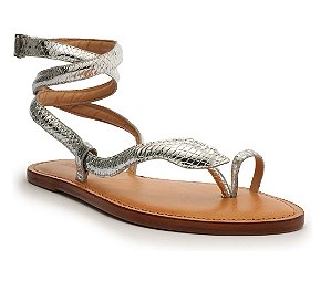 Schutz - Sandália Rasteira Courtney Couro Prata