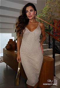 Perfect Way - Vestido Trico Bege
