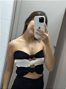 Roma - Cropped Modal Tricot Preto