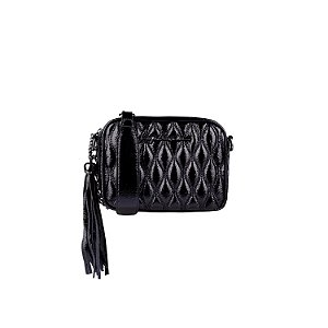 Luiza Barcelos - Bolsa Pequena Clássica Corrente Verniz Preto