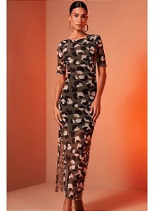 Luleg - Vestido Midi Tule Estampado