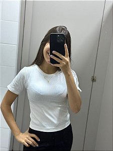 Roma - Cropped Canelado  Branco
