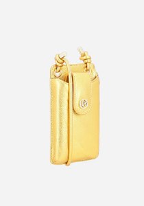 Luiza Barcelos - Mini Bolsa Porta Celular Leather Dourada