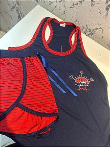 Roma - Pijama Short Azul Marinho/Vermelho