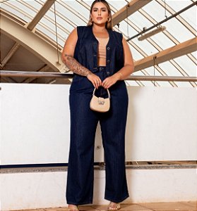 Blubetty - Colete com Botões  Jeans