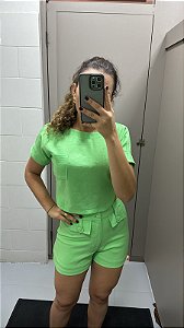 Únicas - Cropped Linho Verde