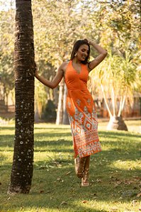 Blue Kabana - Vestido Bordado Laranja