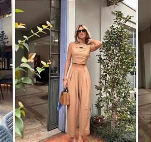 Roma - Conjunto Calça e Cropped Verde Água