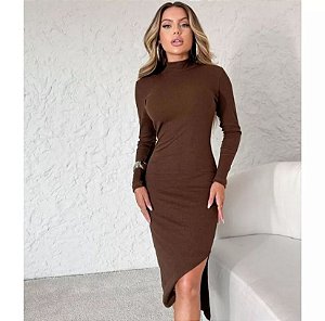 Roma - Vestido Marrom Midi