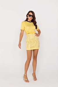 Onça Preta - Blusa Manga Logo Amarelo