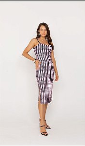 Onça Preta - Vestido Super Midi LogoMania Listras