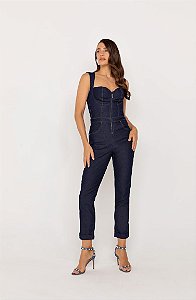 Onça Preta - Macacão Corselet Jeans