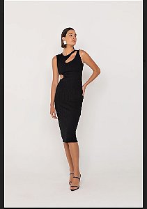 Onça Preta - Vestido Super Midi Assimétrico