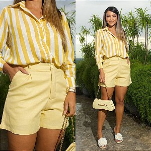Rosa Branca - Short Linho Amarelo