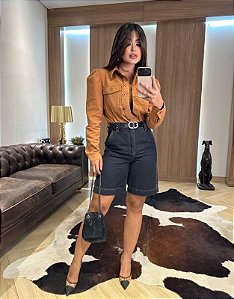 Bebela - Bermuda Jeans Escuro Det
