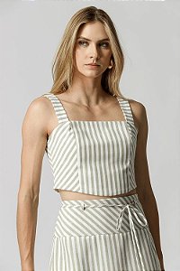 Murau - Cropped Sarja Stripe Bege