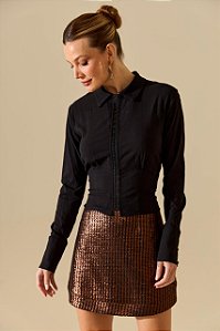 Flor Linda - Camisa Mark Preta