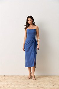 Flor Linda - Vestido Midi Diana Azul Marinho