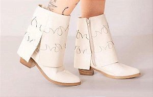 Santa Moça - Bota Lapela Off White / Caramelo